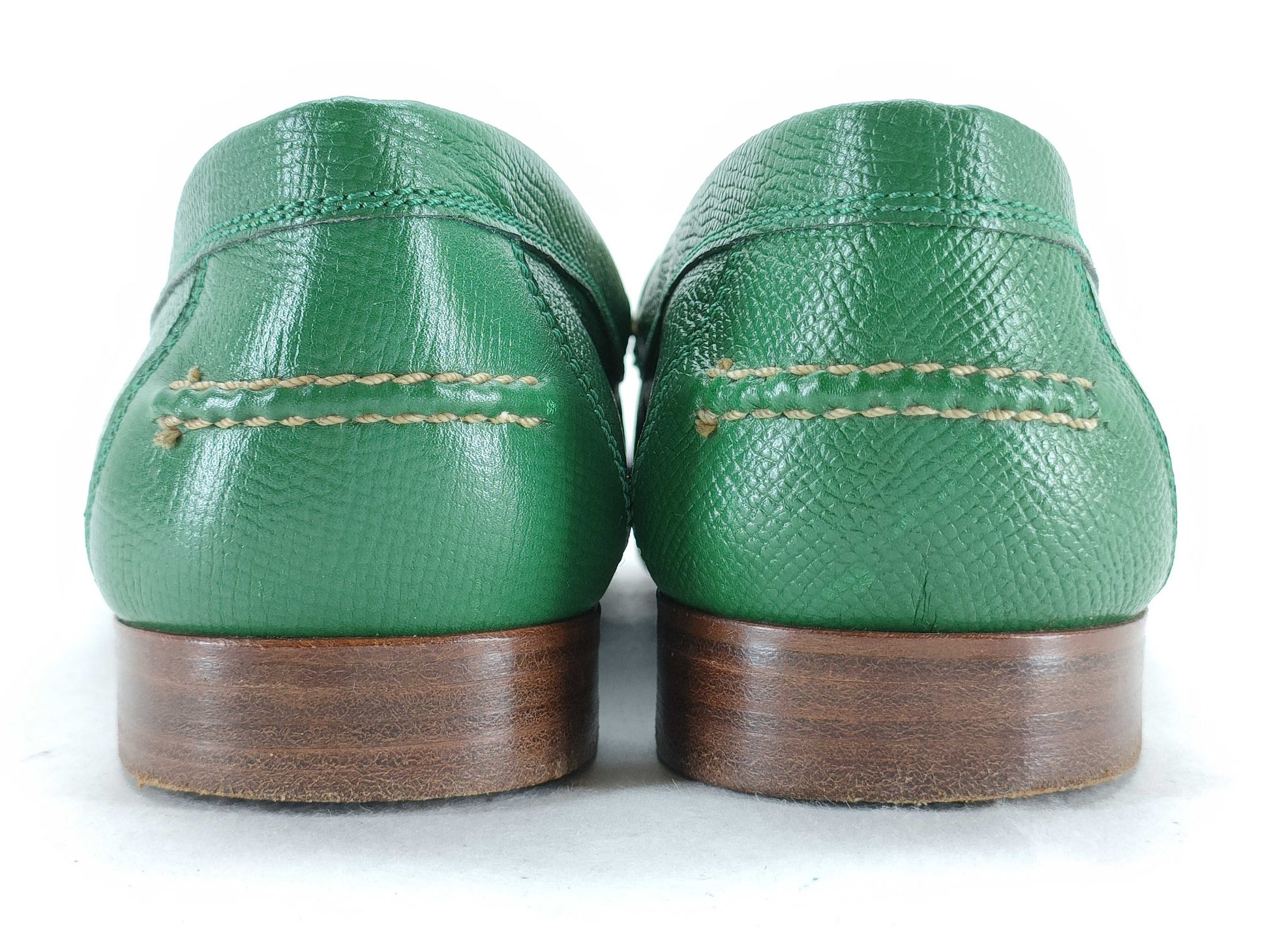 HERMES Paris Loafers, Moccasins, Flat Shoes, H Logo, Green, Size 36