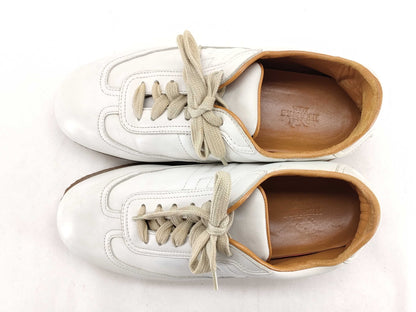 HERMES Size 37 Quick Leather Lace-Up Sneakers Women's White and Brown HERMES Sneakers