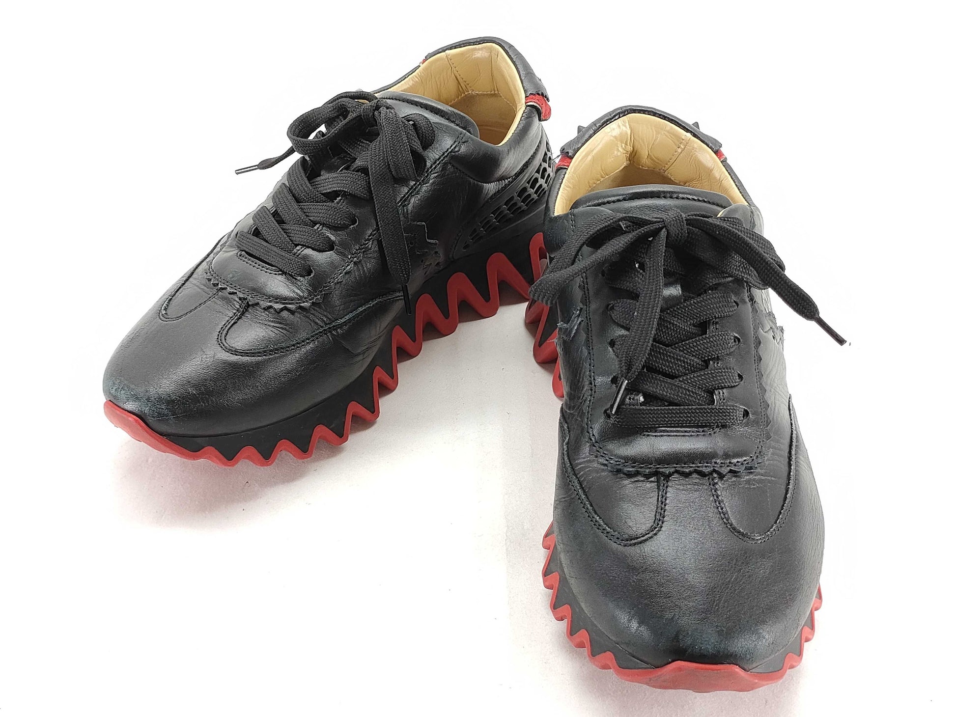 Christian Louboutin Ruby Shark Sneakers, Size 40 1/2, Men's, Black and Red.