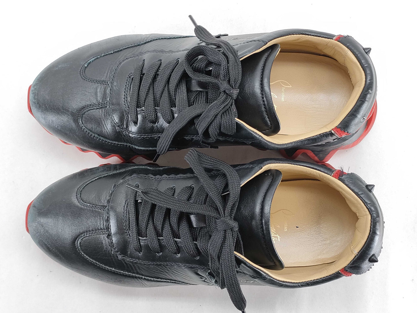 Christian Louboutin Ruby Shark Sneakers, Size 40 1/2, Men's, Black and Red.