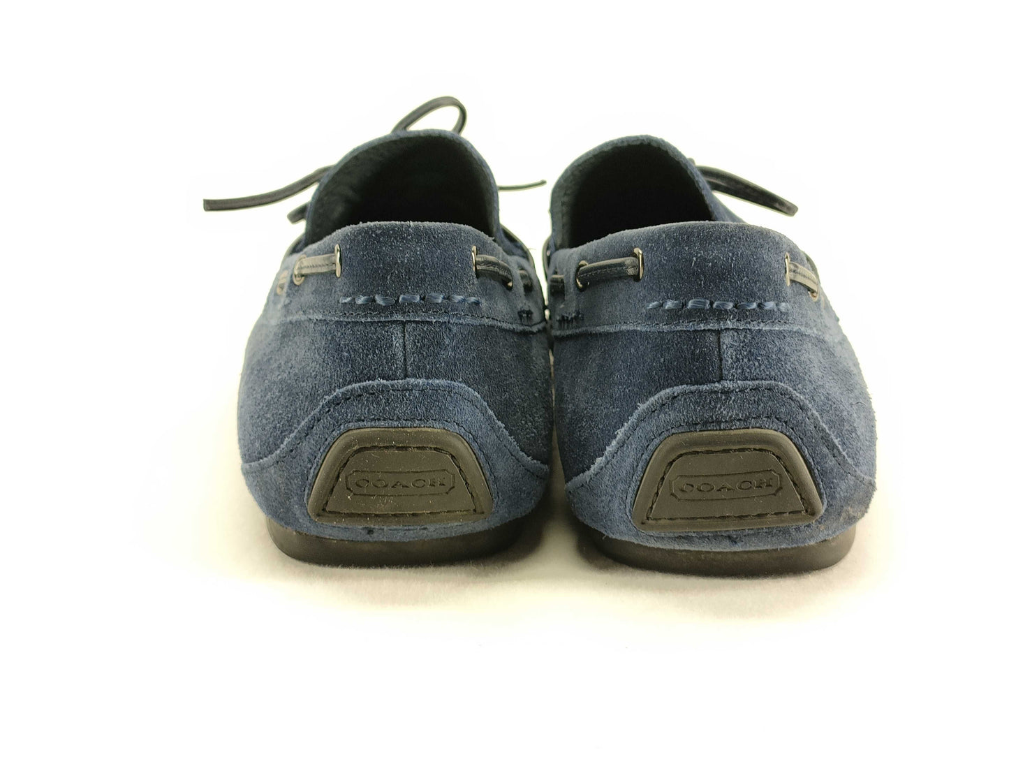 COACH Q3134 Men's Suede Boat Shoes, Size 27cm, Blue, with Storage Box. Brand Name: COACH Loafers.