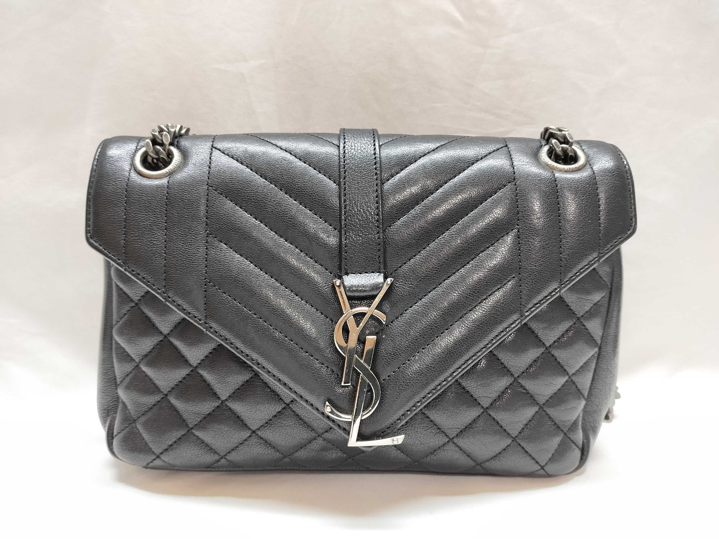 SAINT LAURENT SAINT LAURENT Envelope Chain Shoulder Bag TC1428125 Black with Black Hardware and Caviar Leather 416 Shoulder Bag