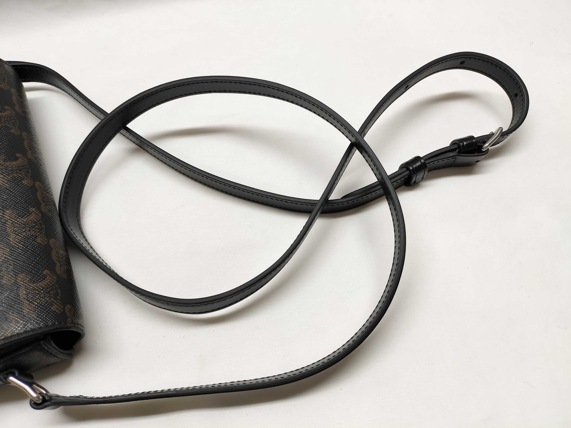 CELINE Triomphe Shoulder Bag in Black with Silver Hardware and PVC