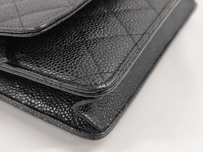 CHANEL CHANEL Chain Wallet Black Caviar Leather with Silver Hardware 21031111 Shoulder Bag