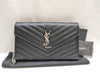 SAINT LAURENT Cassandra Chain Wallet 377828 Black with Silver Hardware Leather Shoulder Bag