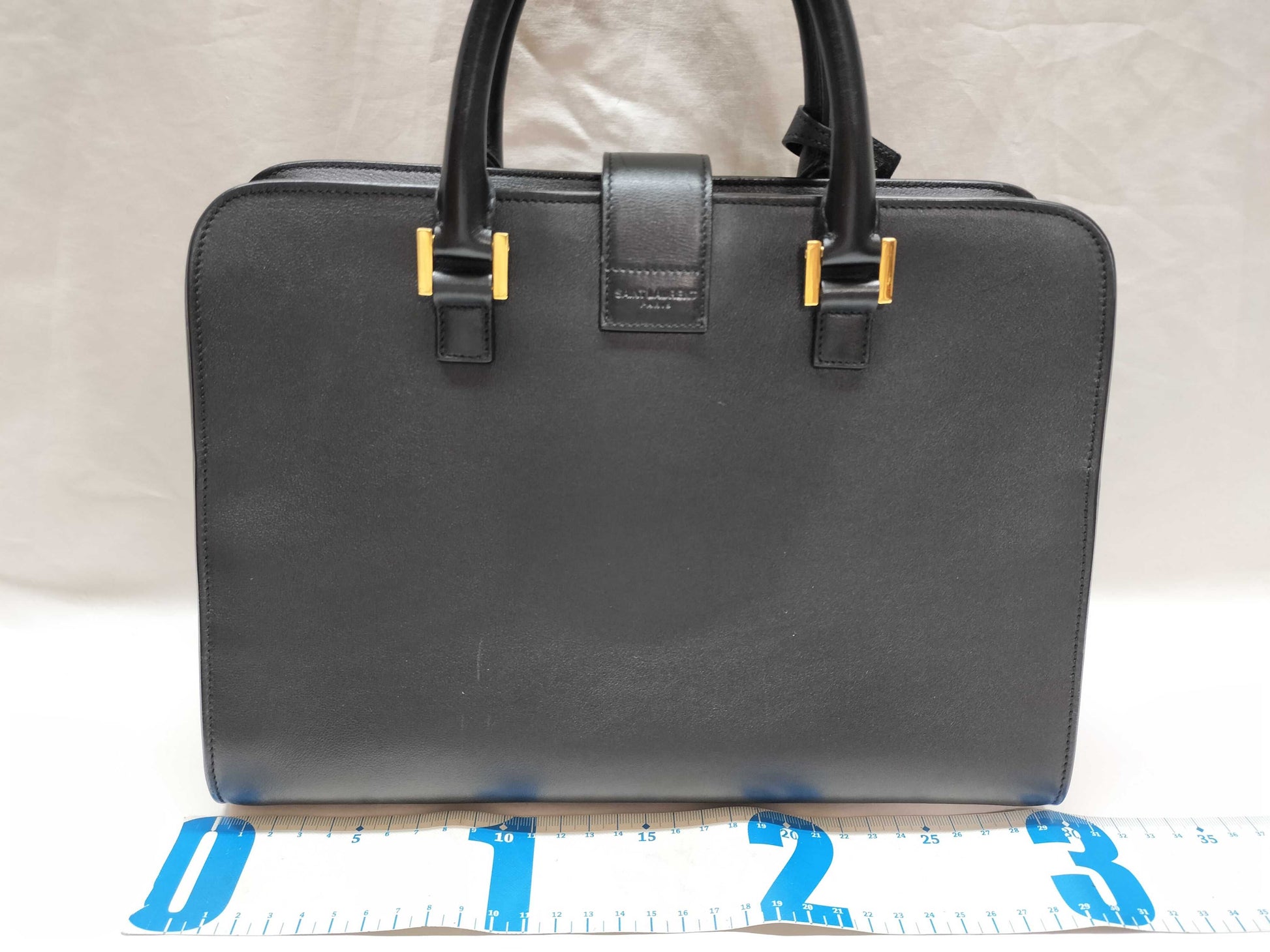 SAINT LAURENT Cabas 2-way Shoulder Bag 357395 Black with Gold Hardware Leather Shoulder Bag