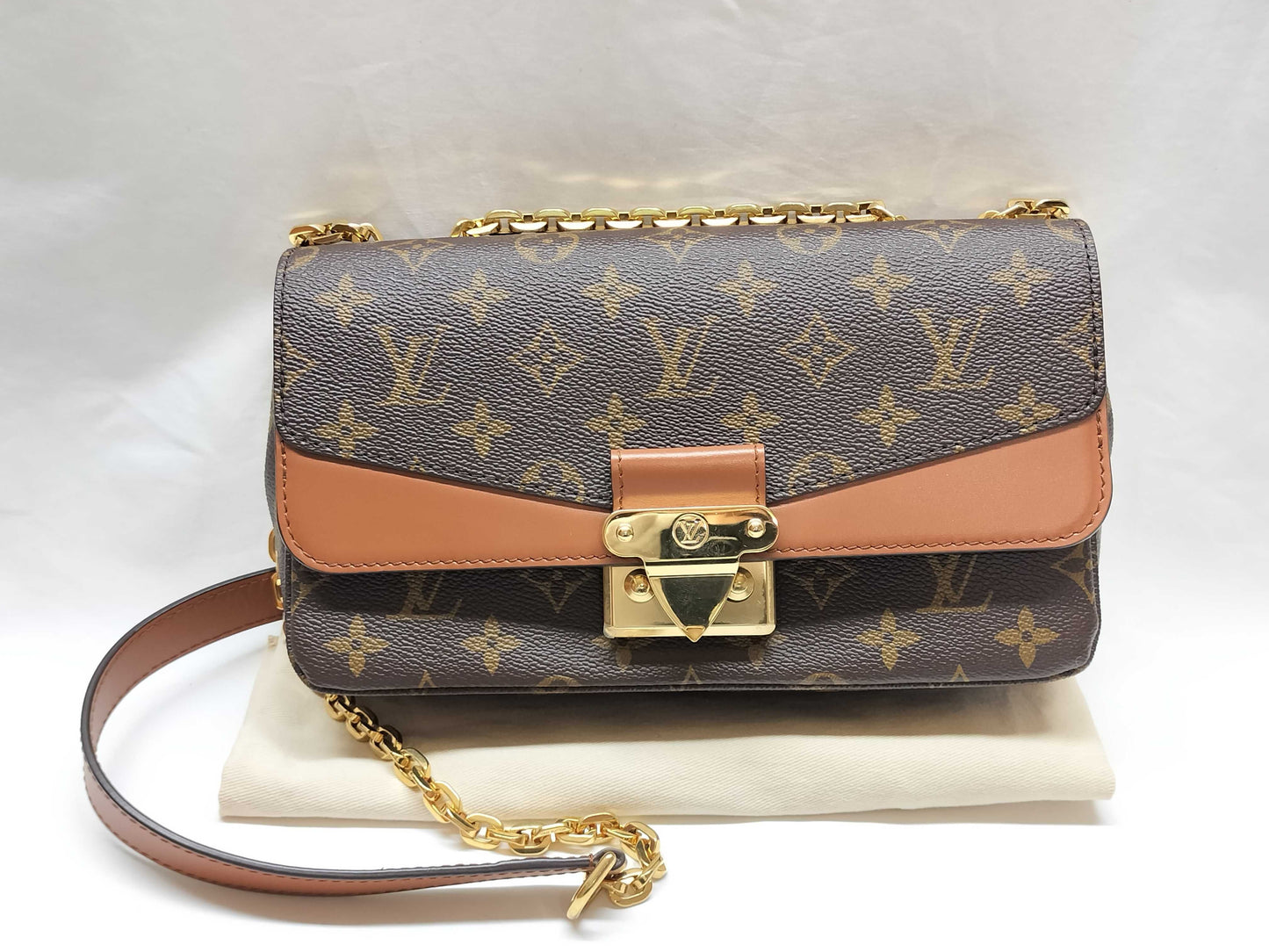 LOUIS VUITTON Marceau Chain Shoulder Bag Monogram M46127 Brown Gold Hardware PVC RFID Shoulder Bag
