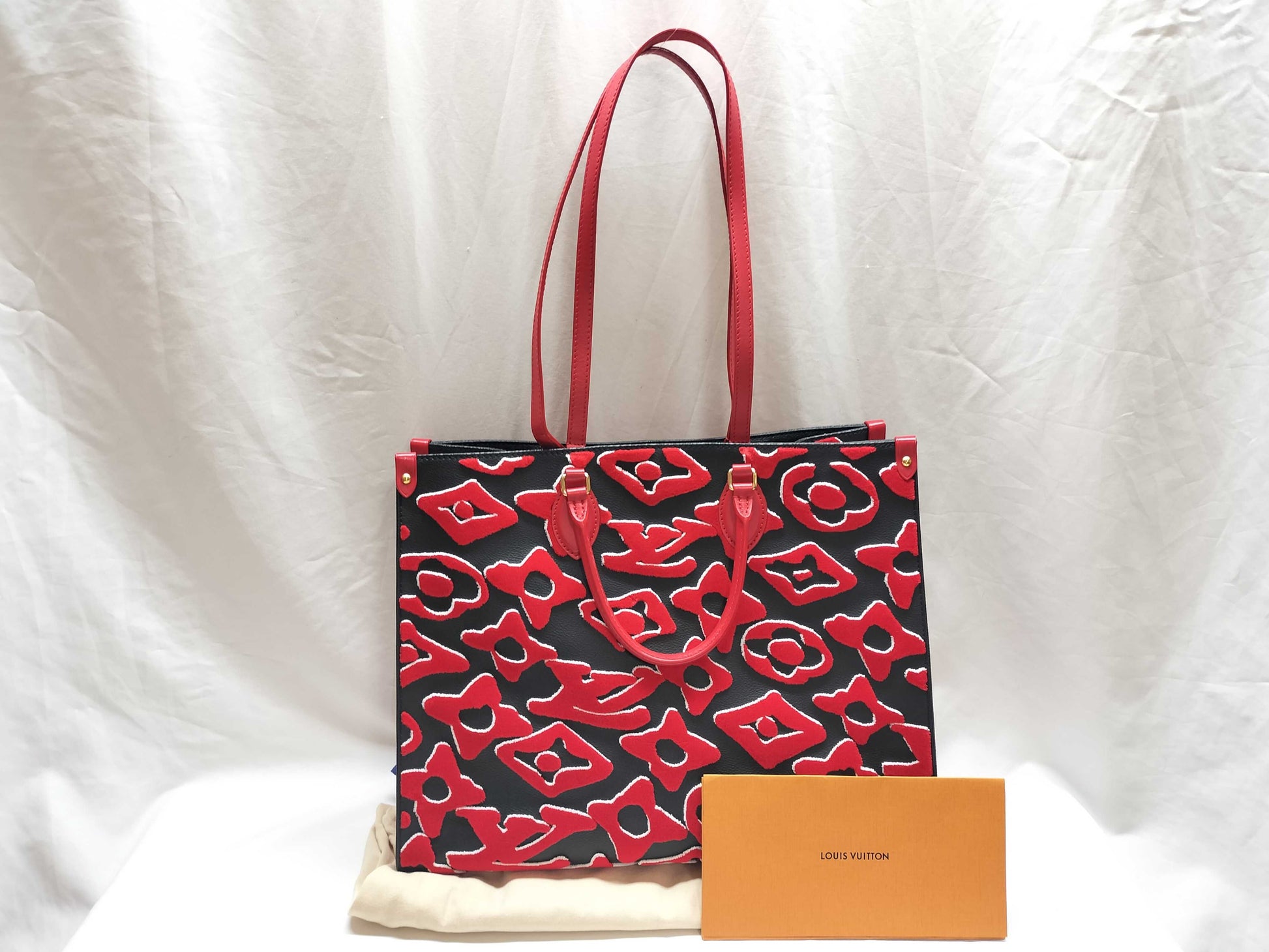 LOUIS VUITTON On the Go GM LV×UF 2-way Tote Bag in Black, Red, and Gold Hardware, Canvas and Taffeta, FM4240 Shoulder Bag
