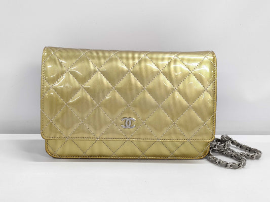 CHANEL CHANEL Matelasse Chain Wallet Gold with Silver Hardware and Enamel 17051322 Shoulder Bag