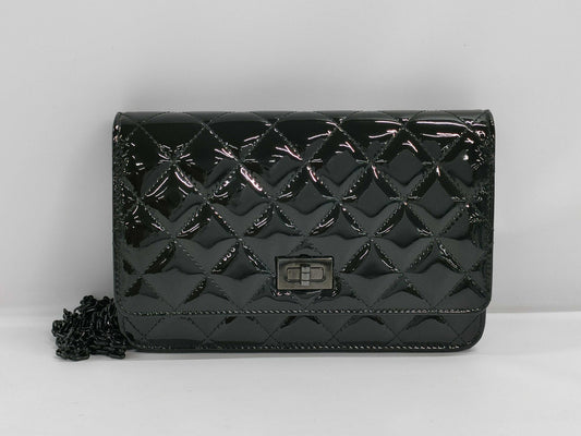 CHANEL CHANEL 2.55 Chain Wallet Black with Black Hardware and Enamel CAJUPN3G Shoulder Bag