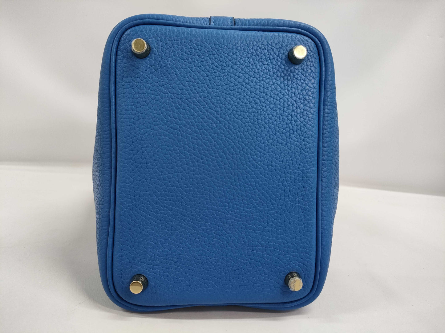 HERMES Picotin Lock PM Handbag, Blue Zélige, Gold Hardware, Taurillon Clemence Leather, W Stamp, Handbag