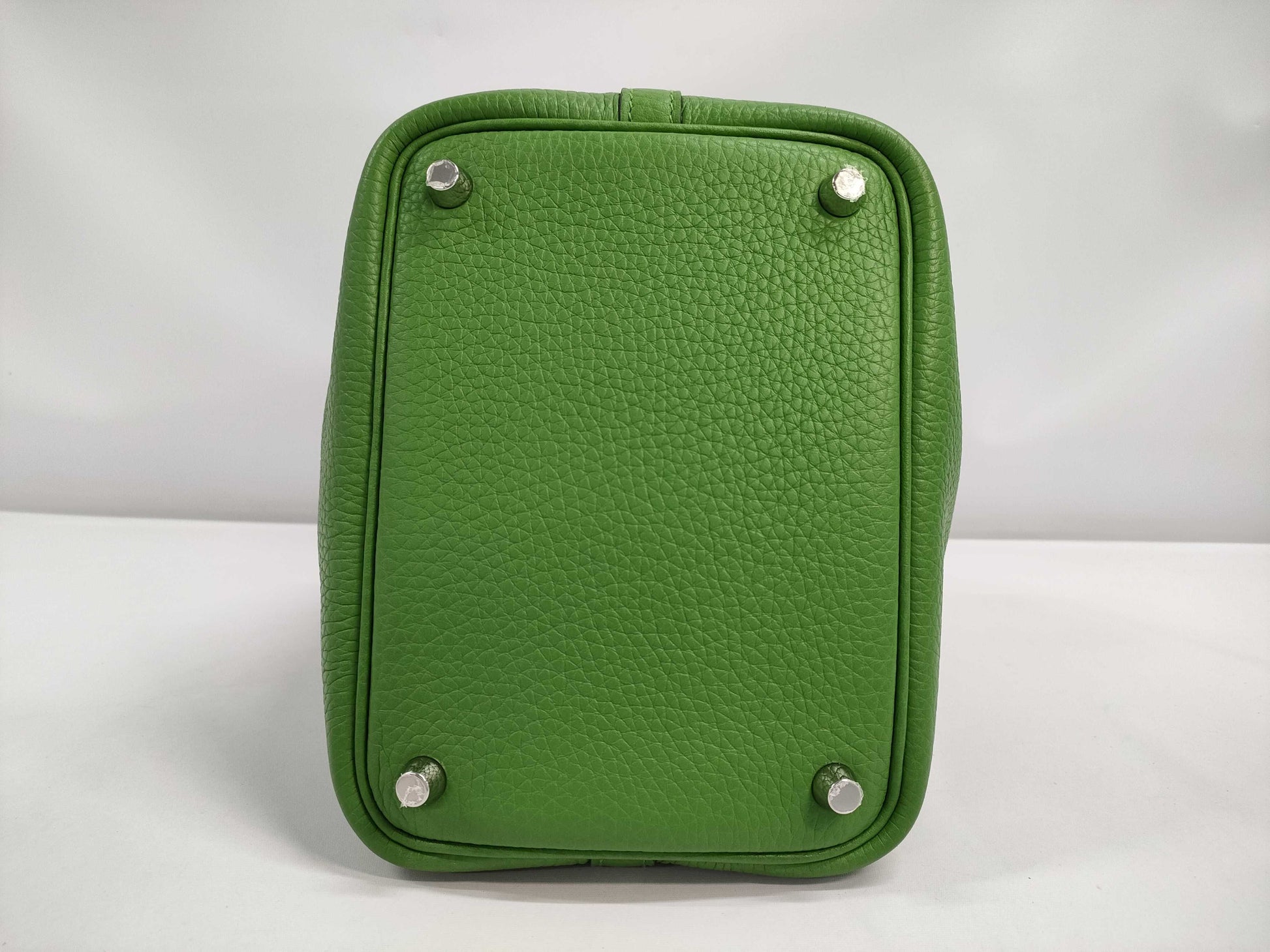 HERMES Picotin Lock PM Handbag in Vert Yucca with Silver Hardware and Clemence B Stamp