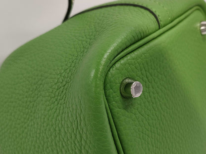 HERMES Picotin Lock PM Handbag in Vert Yucca with Silver Hardware and Clemence B Stamp