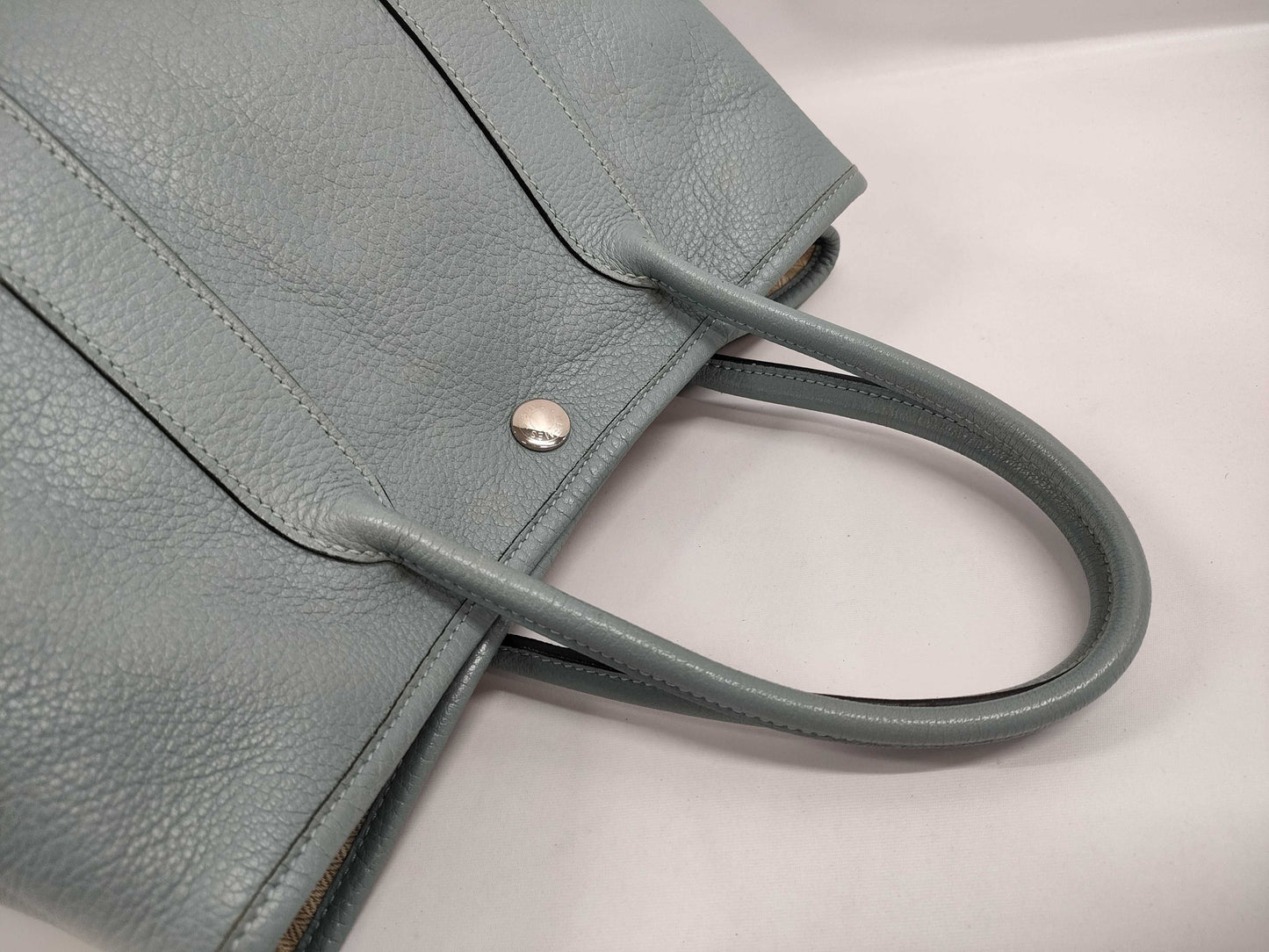 HERMES Garden Party TPM Handbag, Blue Run, Silver Hardware, Negonda, □M Engraved, Handbag