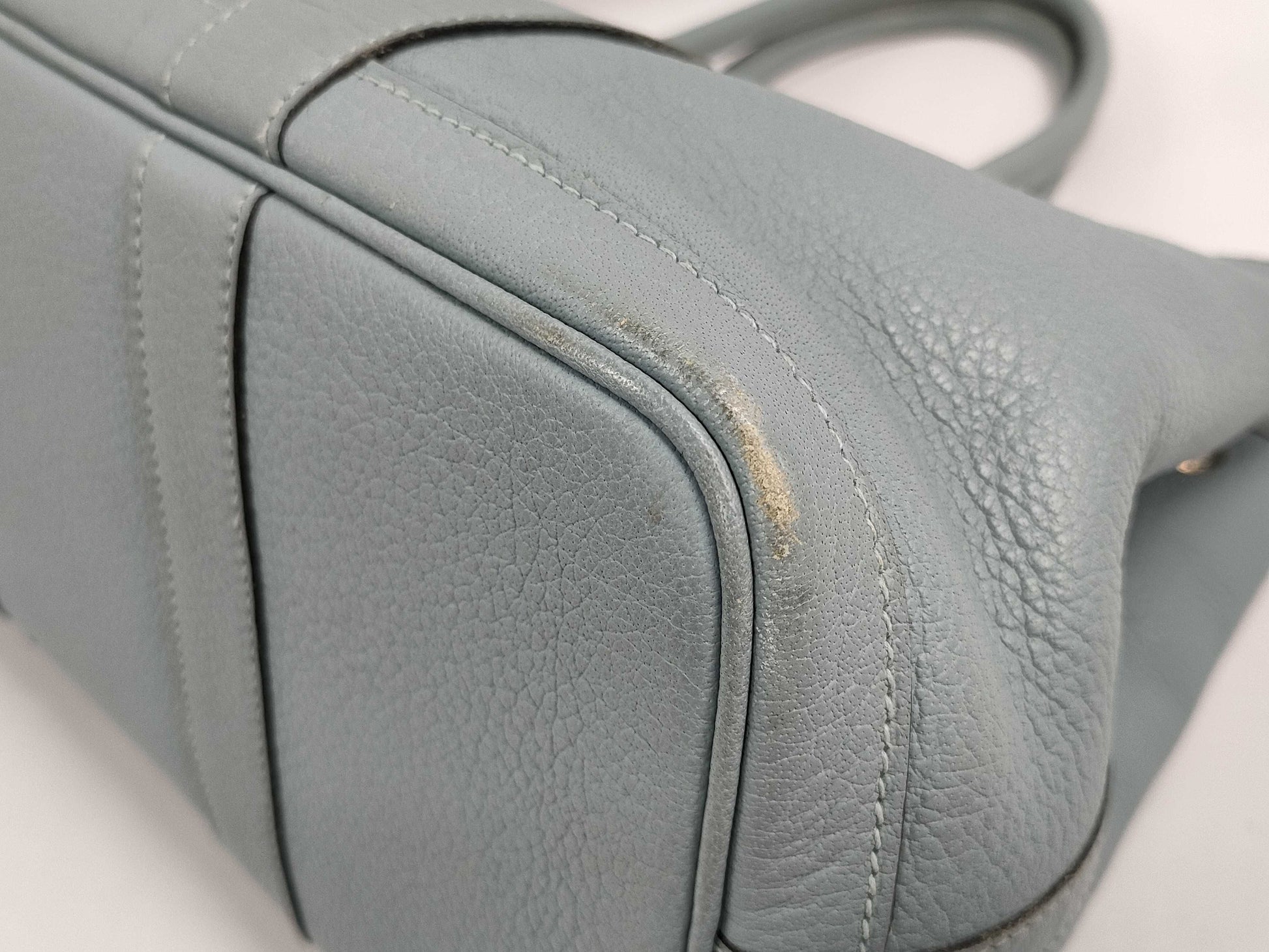 HERMES Garden Party TPM Handbag, Blue Run, Silver Hardware, Negonda, □M Engraved, Handbag