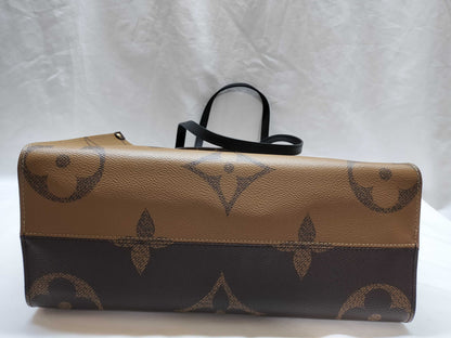 LOUIS VUITTON On the Go MM 2-way Handbag/Shoulder Bag Reverse M45321 Brown Gold Hardware Monogram Canvas RFID Tote Bag