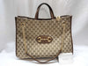 GUCCI GG Supreme Horsebit 1955 2-way tote bag in beige, brown, and gold hardware. GG canvas shoulder bag.