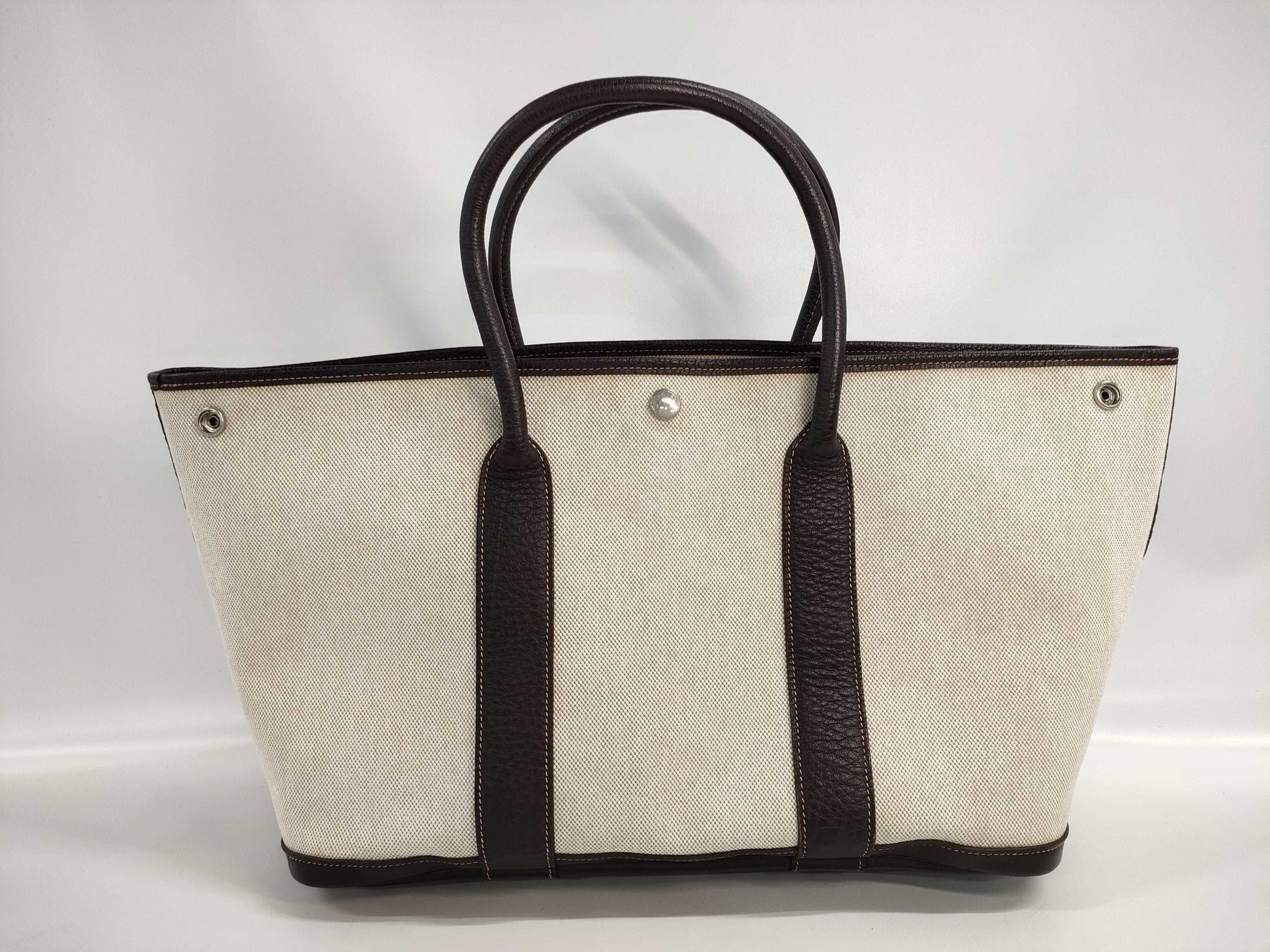 HERMES Garden Party Toile H Maroon Tote Bag