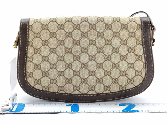 GUCCI Old GG Canvas Flap Shoulder Bag