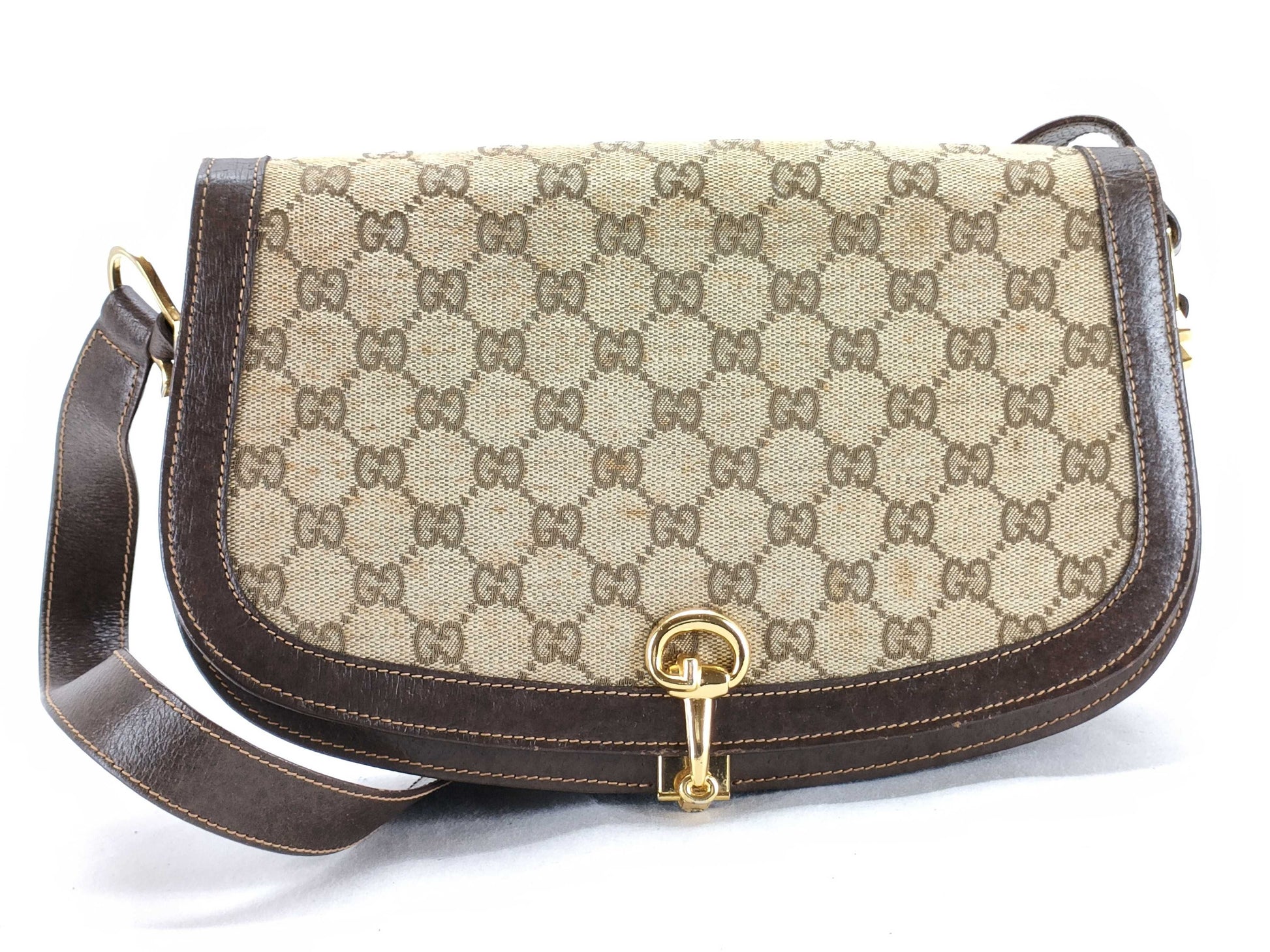 GUCCI Old GG Canvas Flap Shoulder Bag