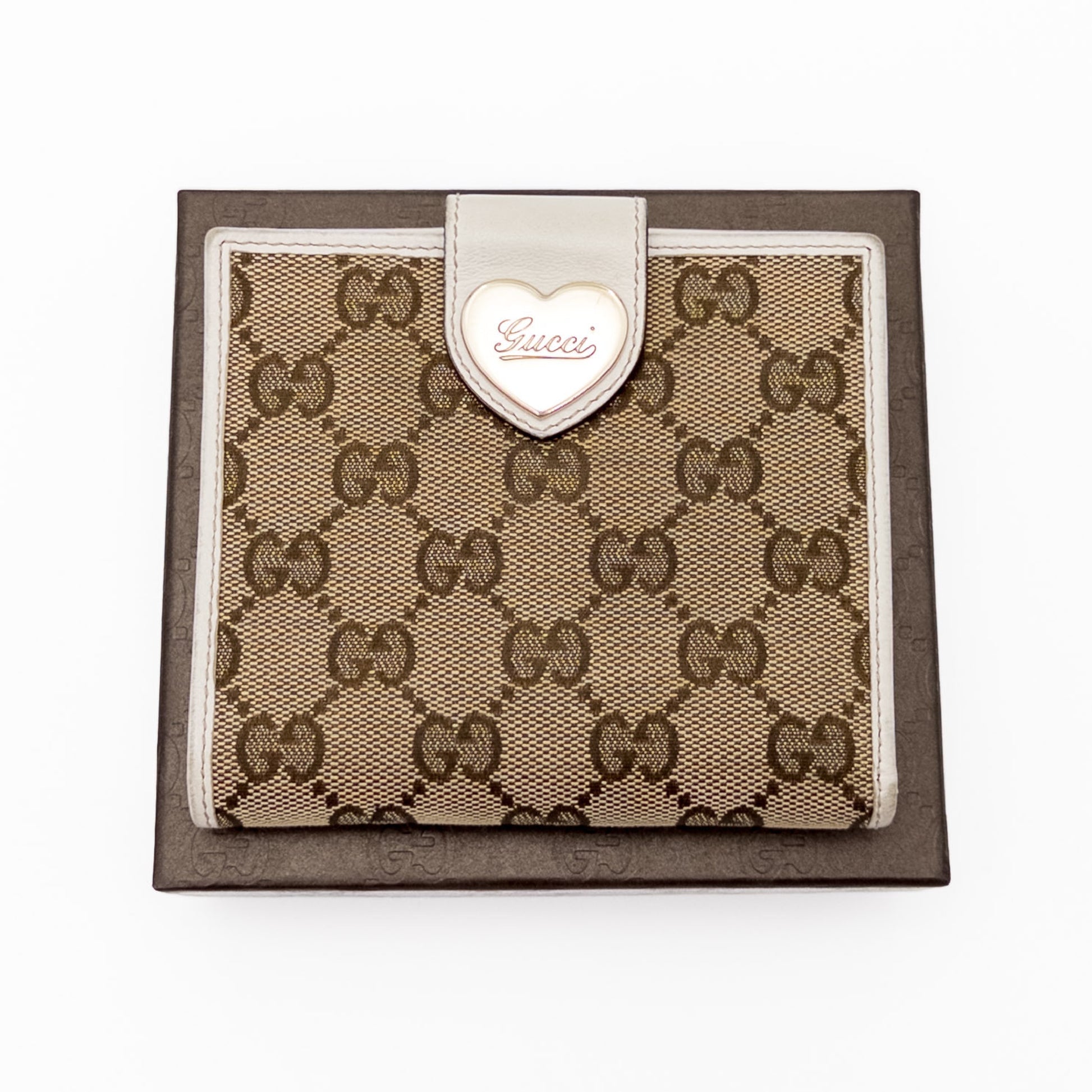 GUCCI GG Canvas Bifold Wallet, Brown, 203549, Box Included