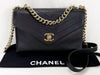 CHANEL Black Chevron Shoulder Bag, W23/H15/D7cm, Approx. 26 Series, Gold Hardware, with Dust Bag and Sticker, 26544370, Excellent Condition