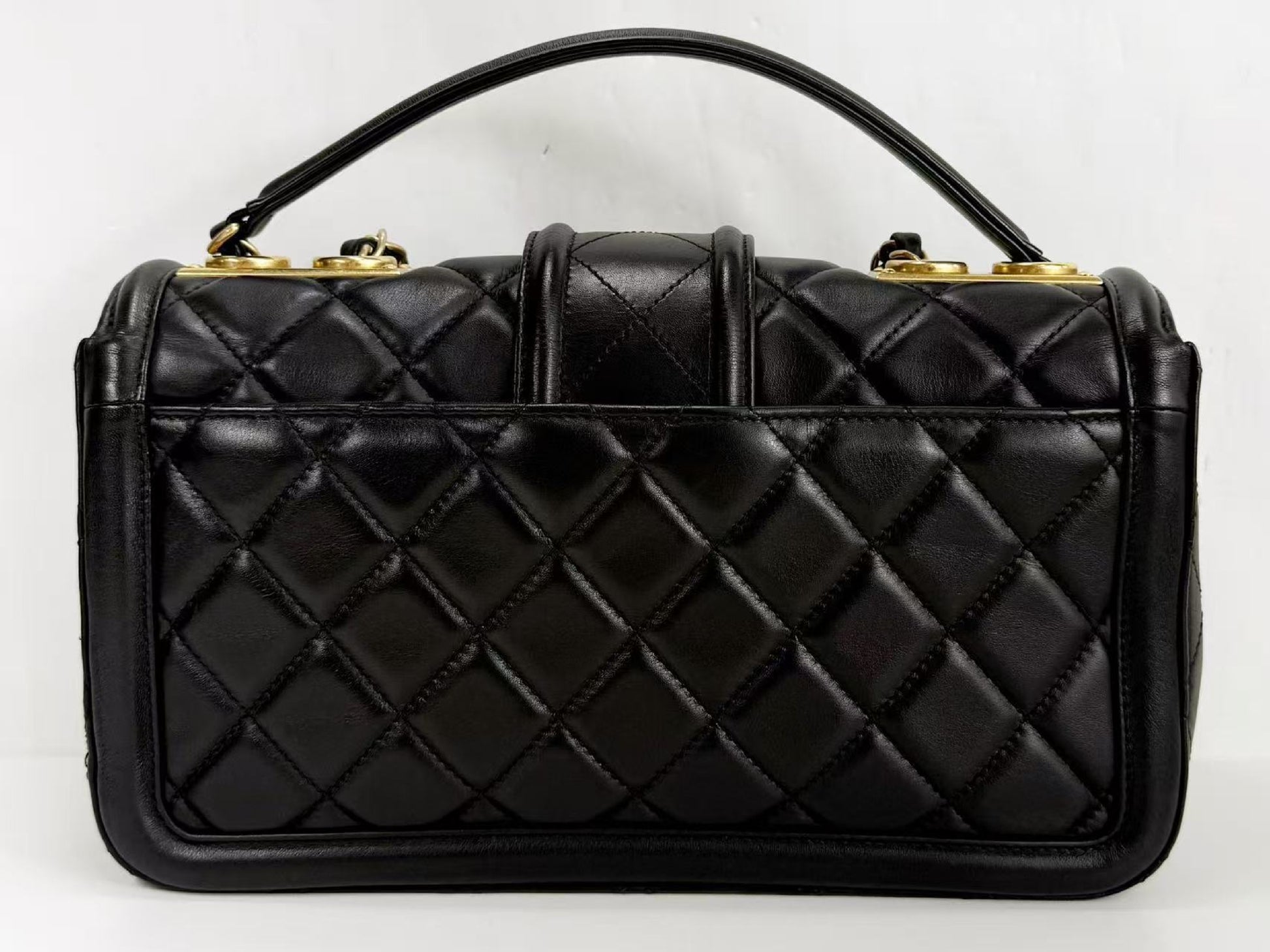 CHANEL Matelasse Black Elegant Double Chain Bag, W26cm, H15cm, D7cm, Approx. 20 Series [G Card and Sticker Included] Vintage G Hardware Shoulder Bag, 20761513, Excellent Condition