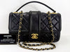 CHANEL Matelasse Black Elegant Double Chain Bag, W26cm, H15cm, D7cm, Approx. 20 Series [G Card and Sticker Included] Vintage G Hardware Shoulder Bag, 20761513, Excellent Condition