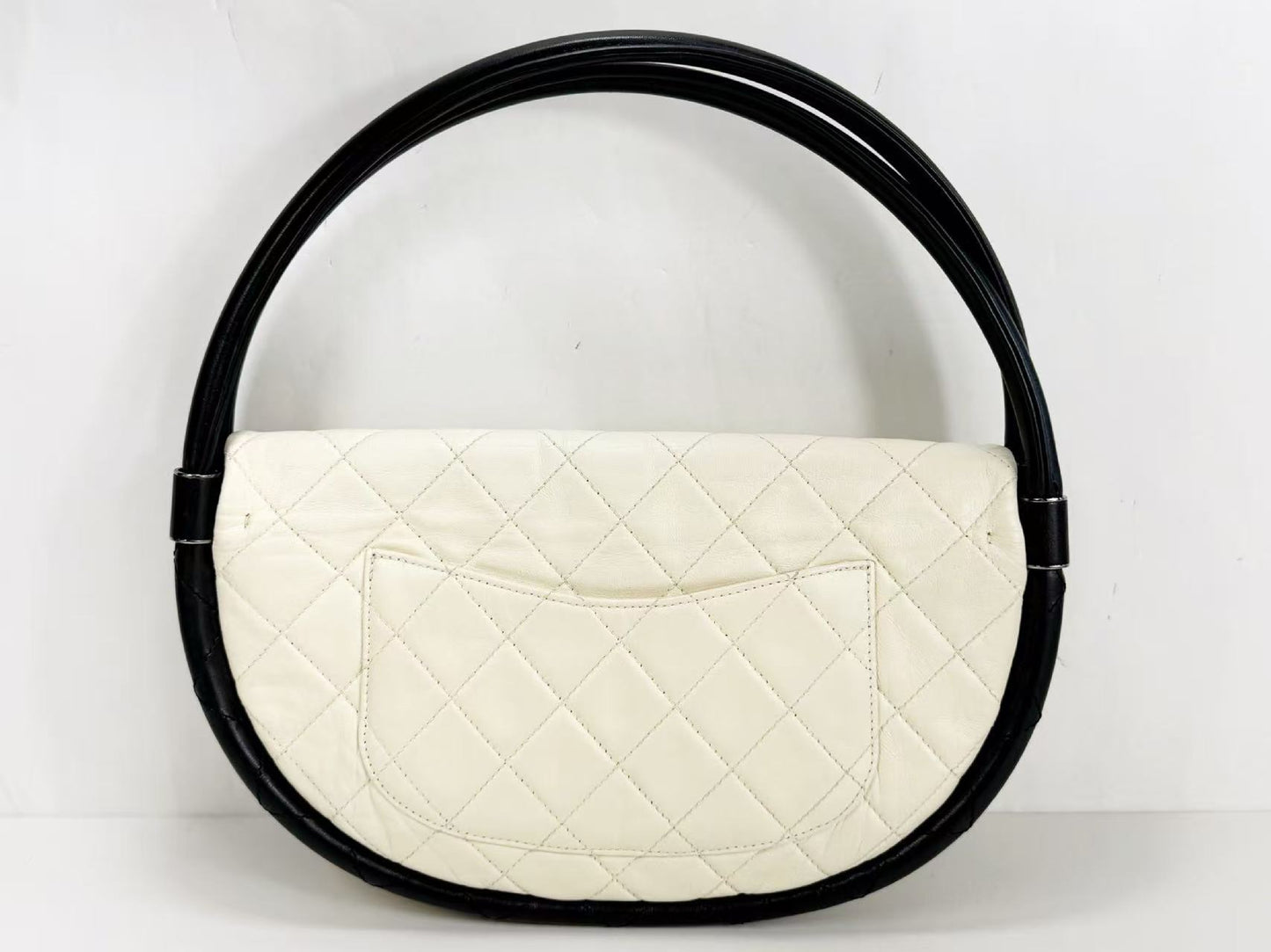 CHANEL Hula Hoop, Two-tone, W28cm, Approx. 18th Series [Sealed], Silver Hardware, Handbag 18033428, Excellent Condition, AB