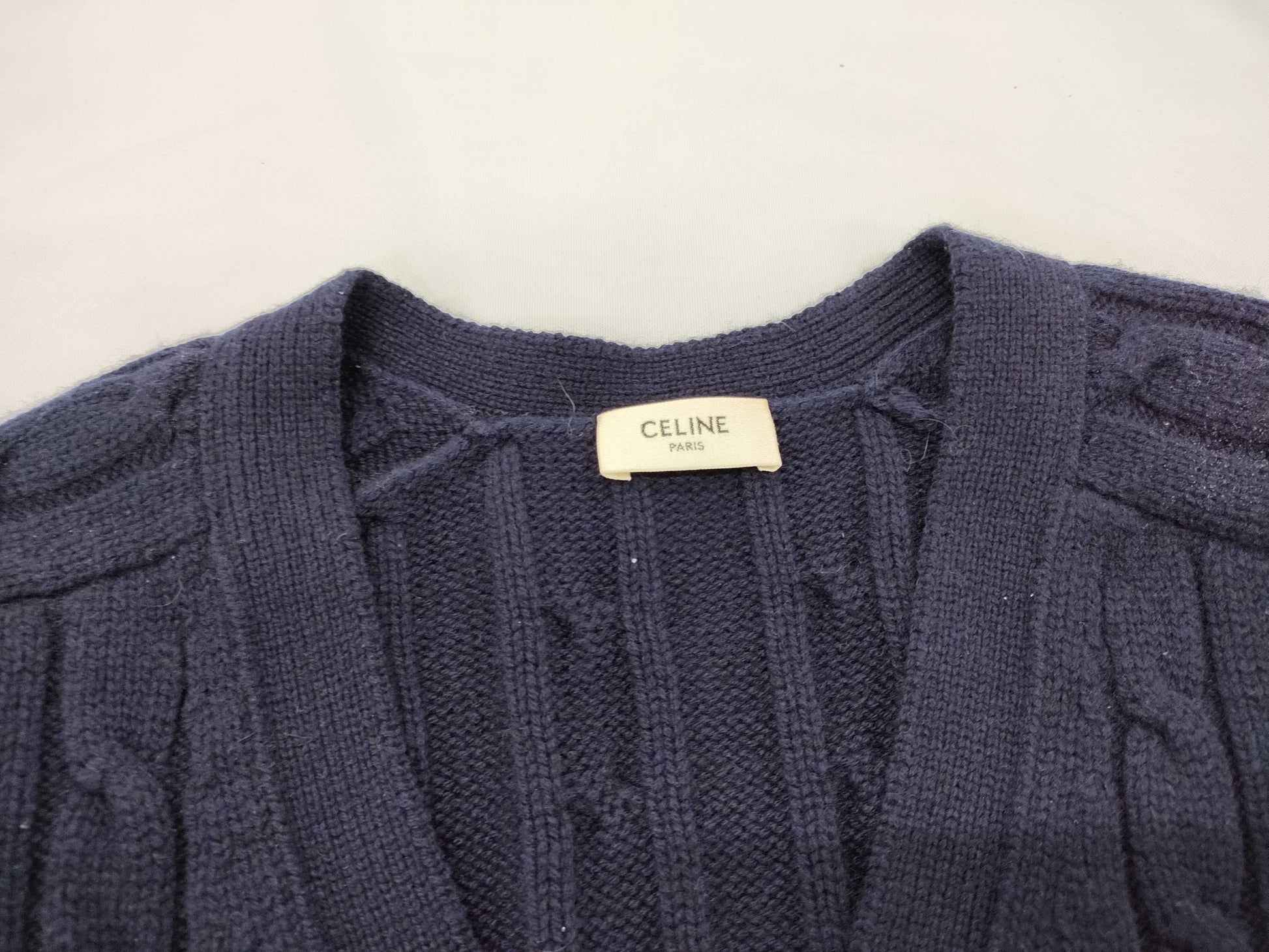 CELINE 100% Cashmere Triomphe Embroidered Cardigan Size XS
