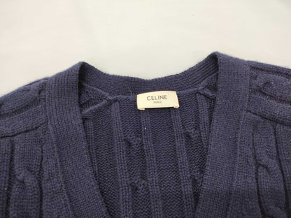 CELINE 100% Cashmere Triomphe Embroidered Cardigan Size XS