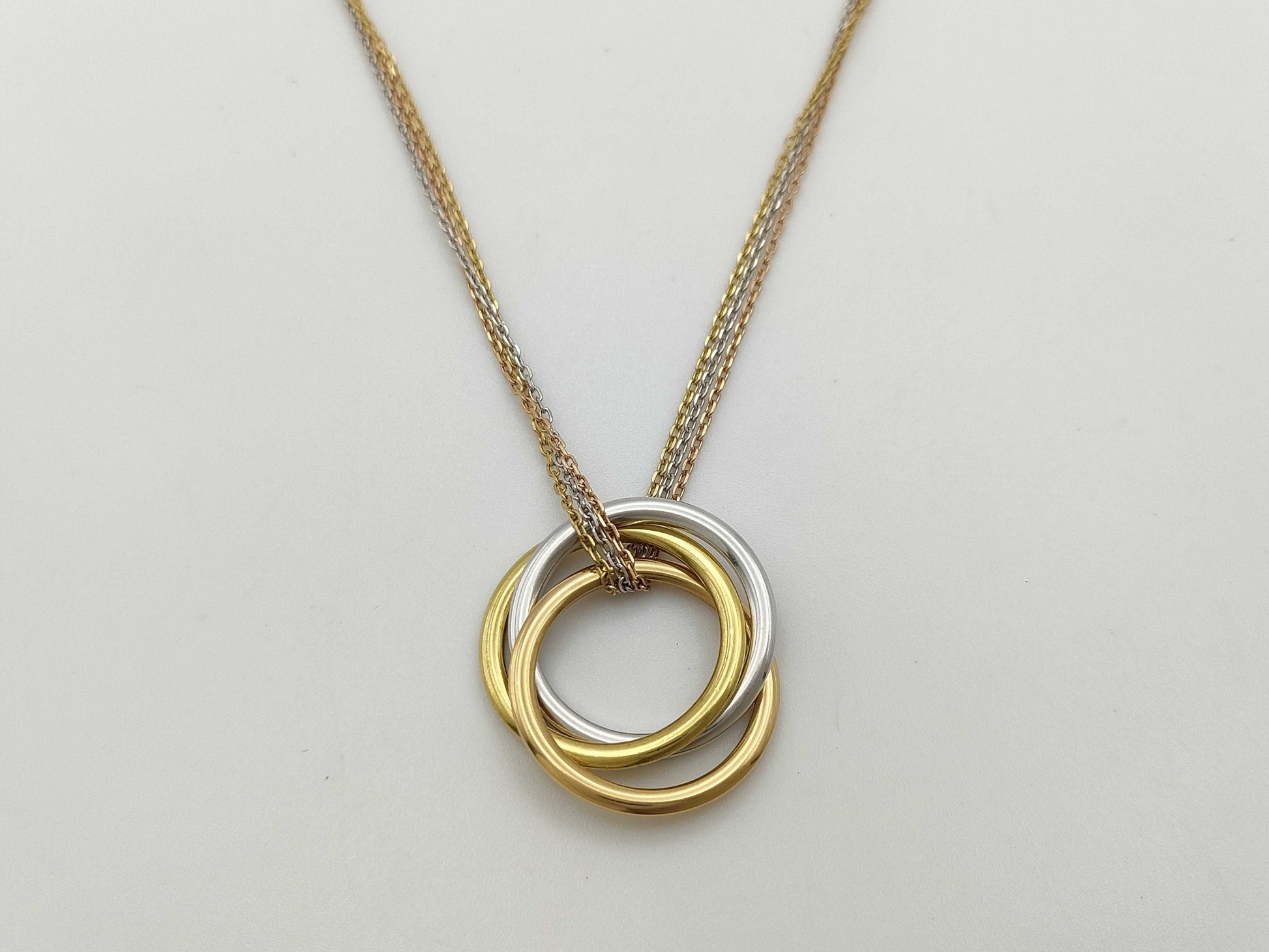 Cartier Trinity 3-Strand Chain Necklace, Au750/750, 17.1g 