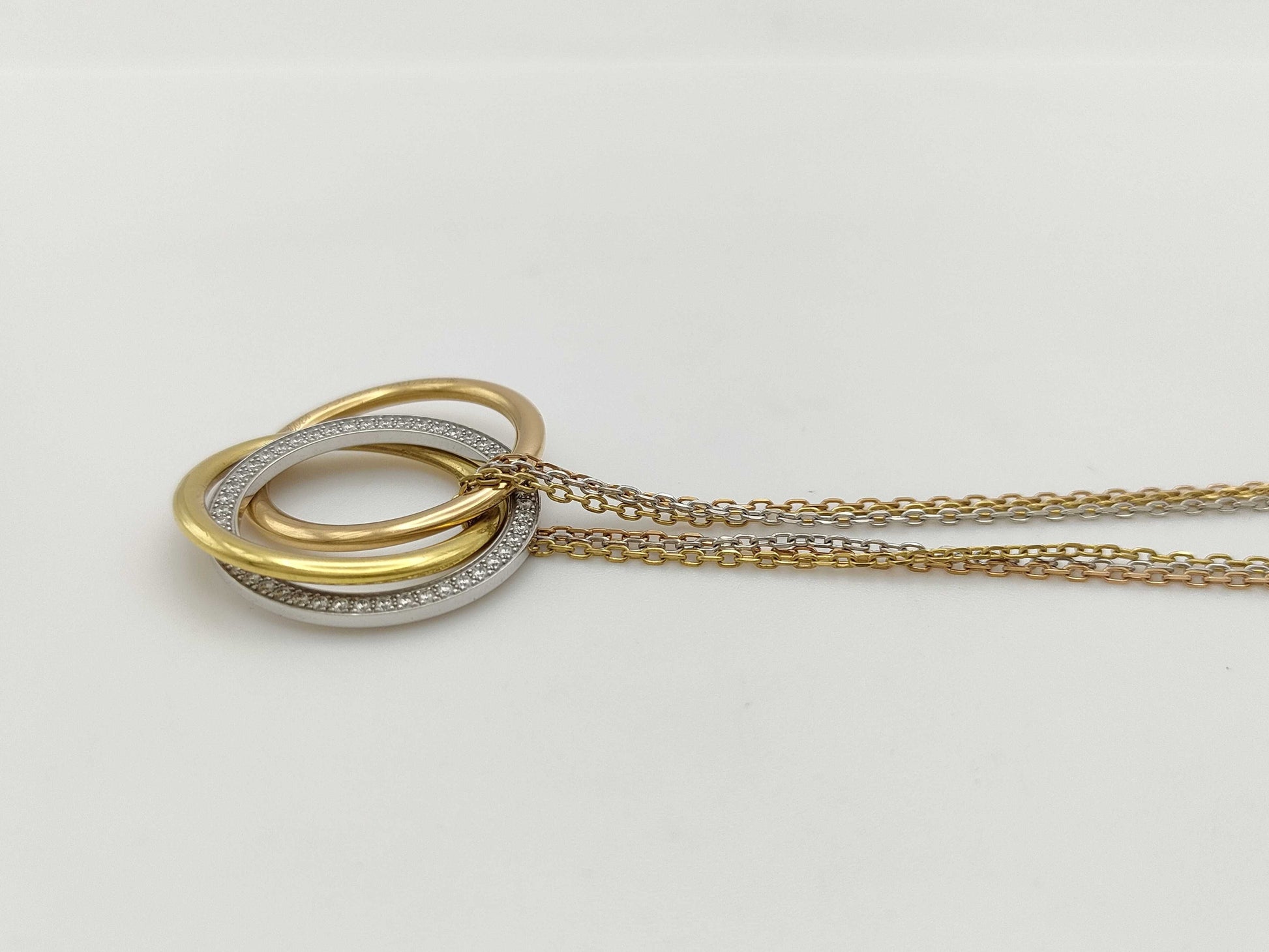 Cartier Trinity 3-Strand Chain Necklace, Au750/750, 17.1g 