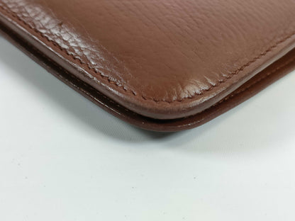 HERMES Dogon GM Leather Bi-fold Long Wallet with K Stamp, Brown