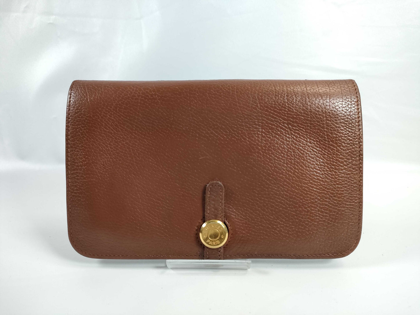 HERMES Dogon GM Leather Bi-fold Long Wallet with K Stamp, Brown