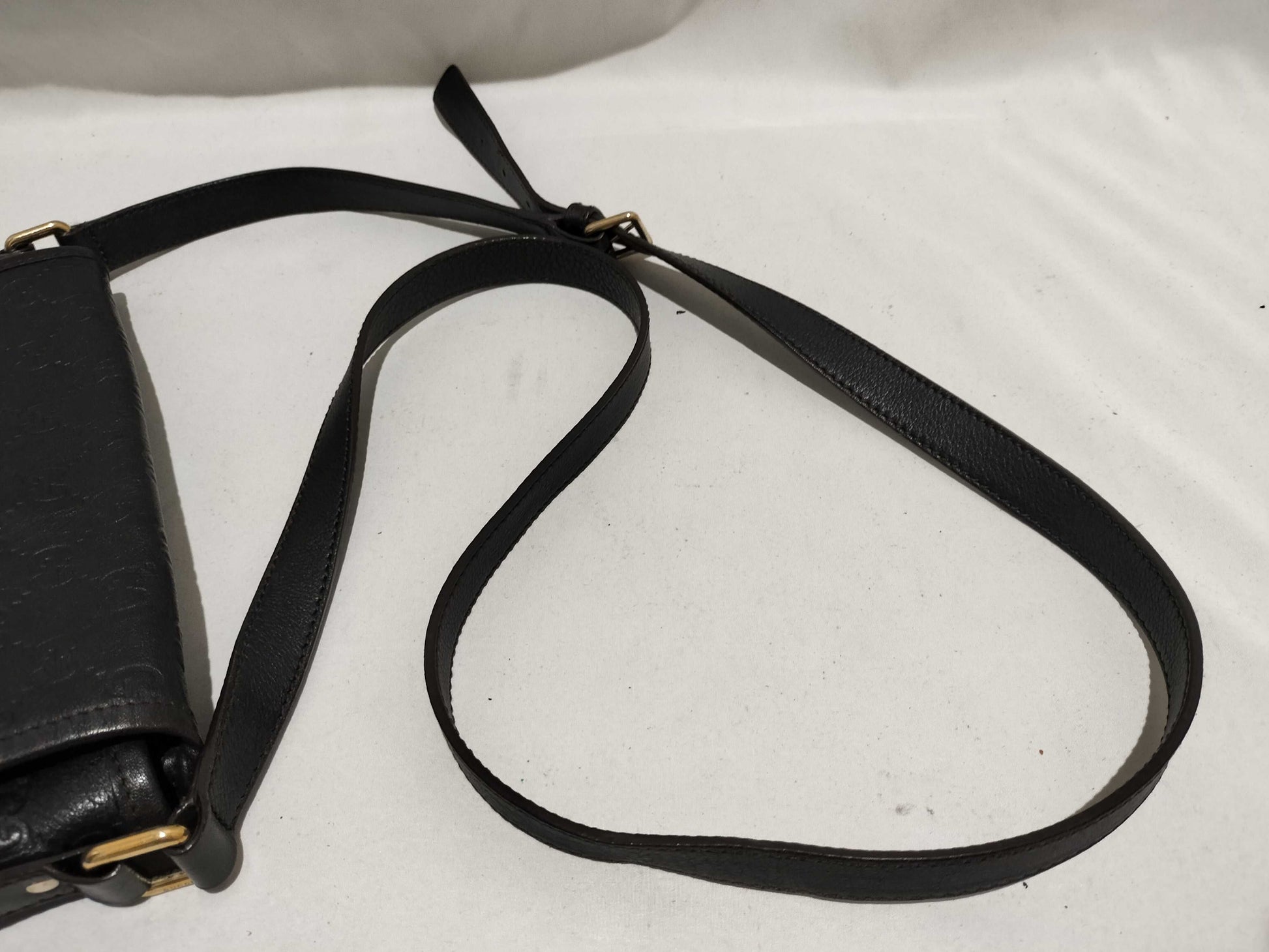 GUCCI 223666 Guccissima Shoulder Bag Flap Leather Black Shoulder Bag