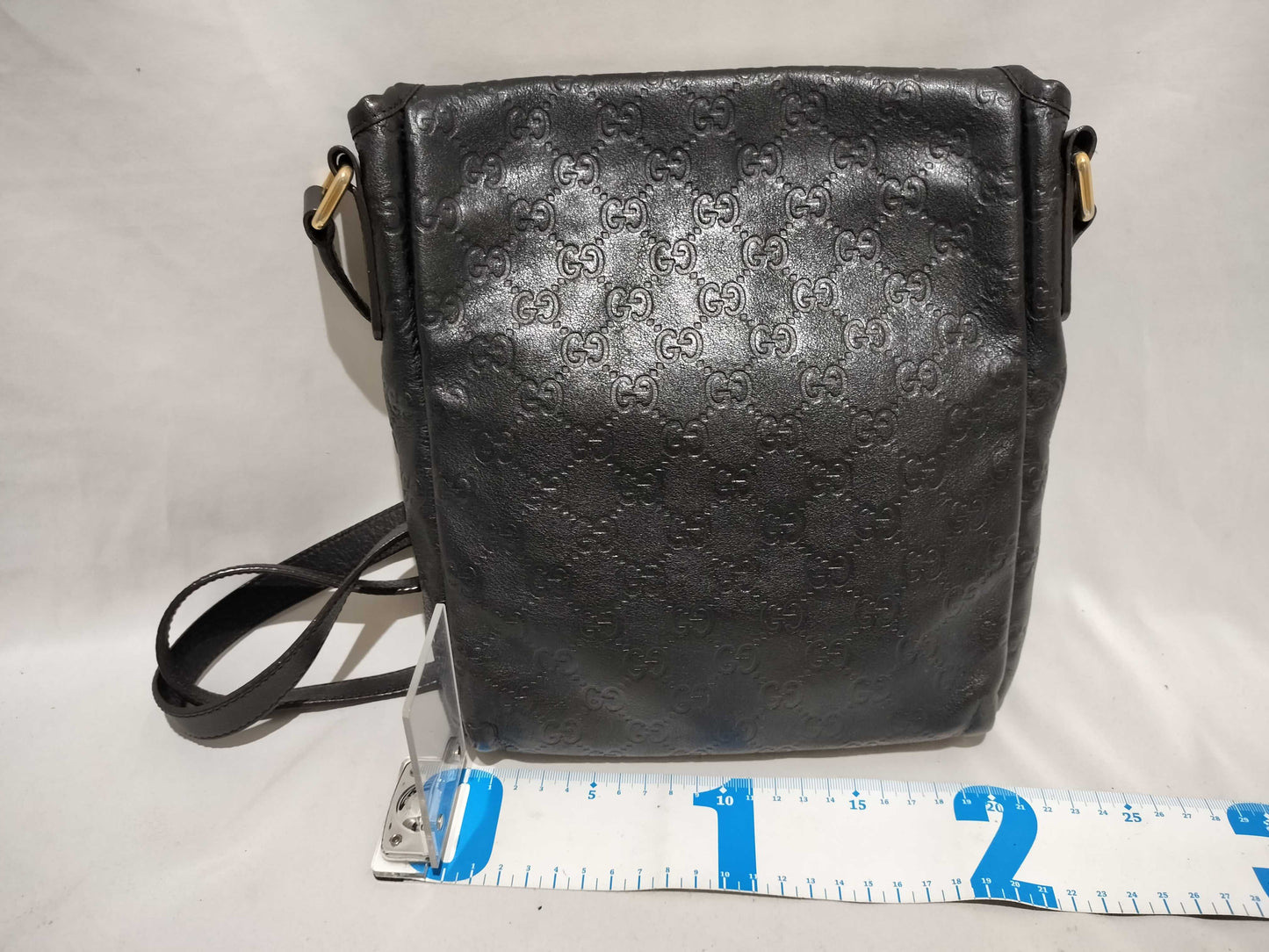 GUCCI 223666 Guccissima Shoulder Bag Flap Leather Black Shoulder Bag