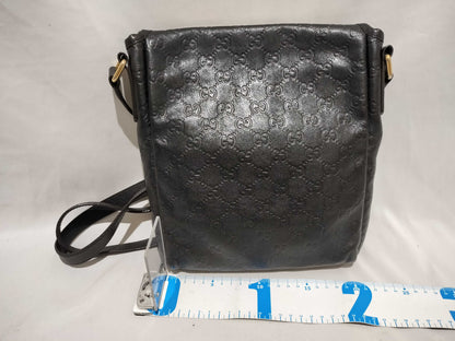 GUCCI 223666 Guccissima Shoulder Bag Flap Leather Black Shoulder Bag