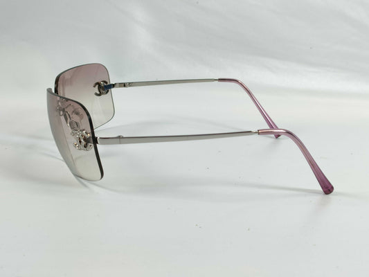  CHANEL COCO MARK COCO MARK Rimless Sunglasses with Rhinestones, Beige