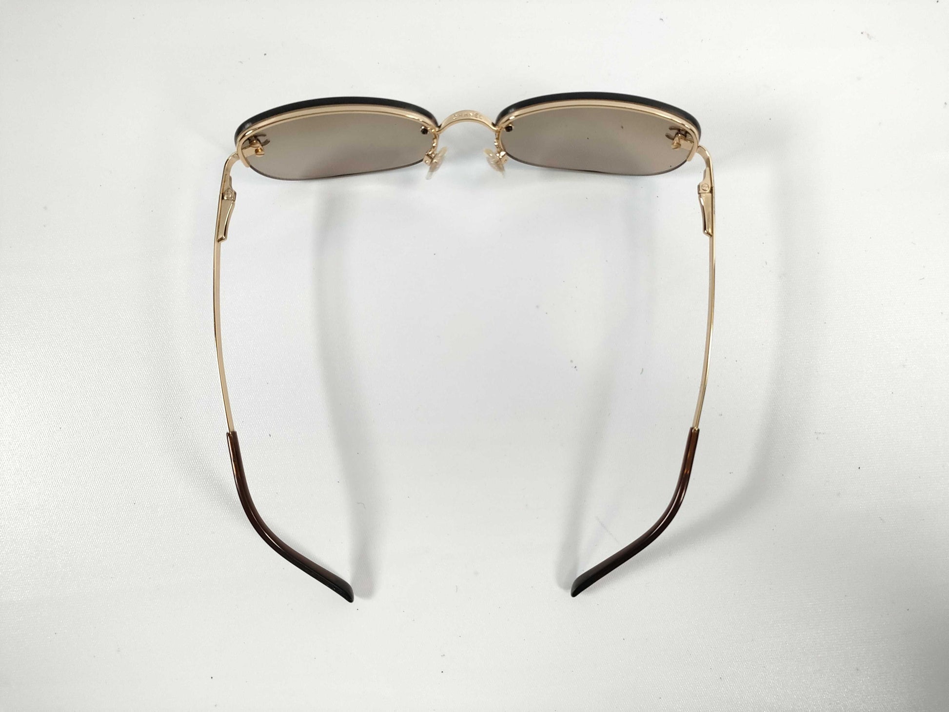  CHANEL Coco Mark Sunglasses Gold Brown Sunglasses Glasses