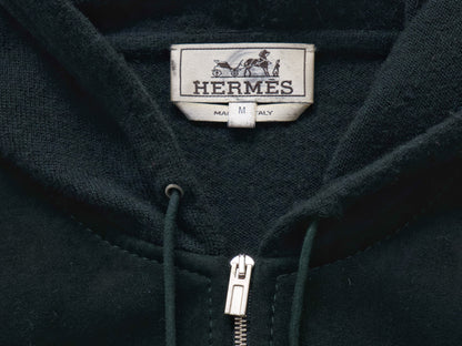 HERMES Men's Recent Suede Cashmere Zip Hoodie Dark Green M Jacket