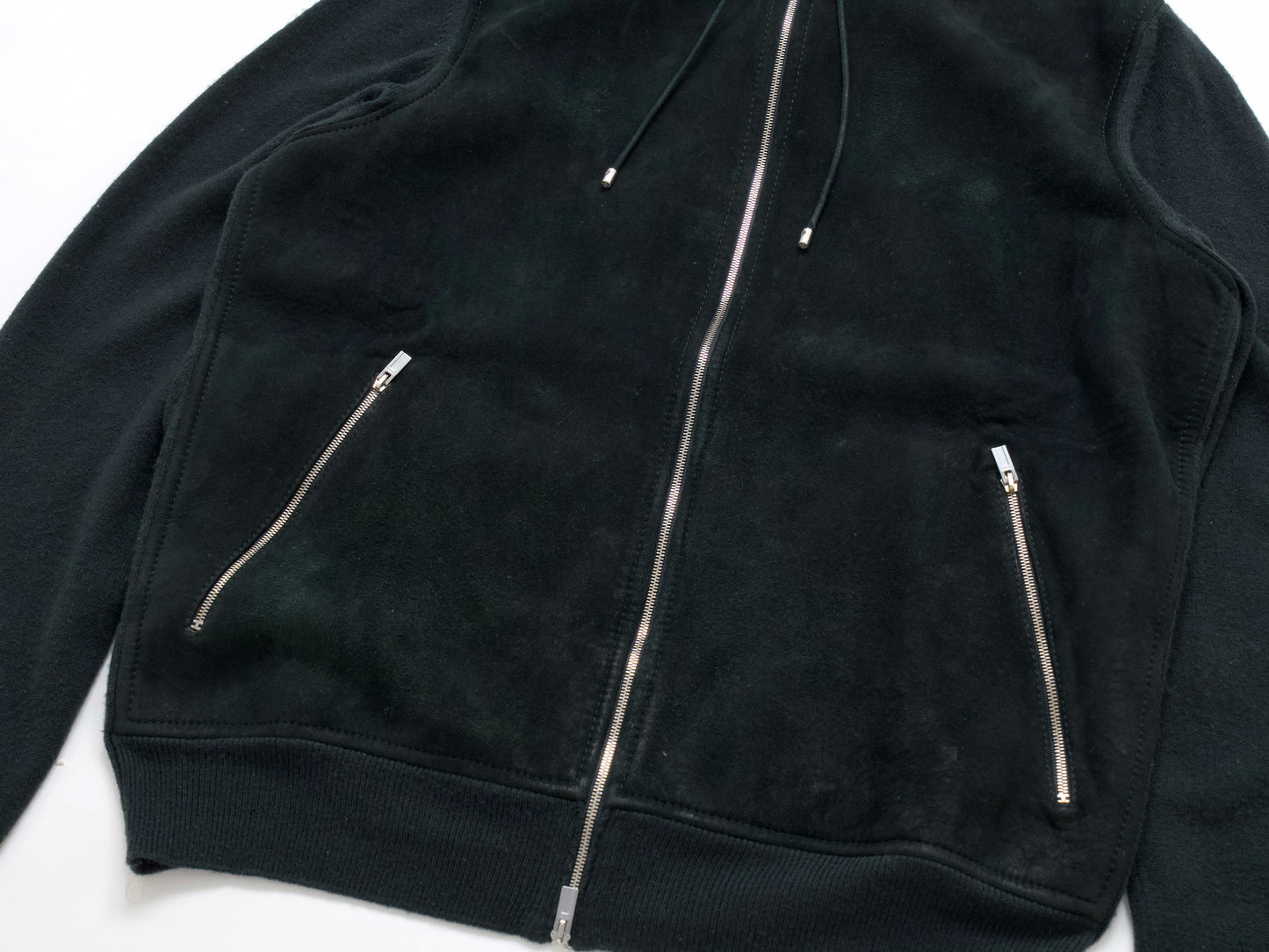 HERMES Men's Recent Suede Cashmere Zip Hoodie Dark Green M Jacket