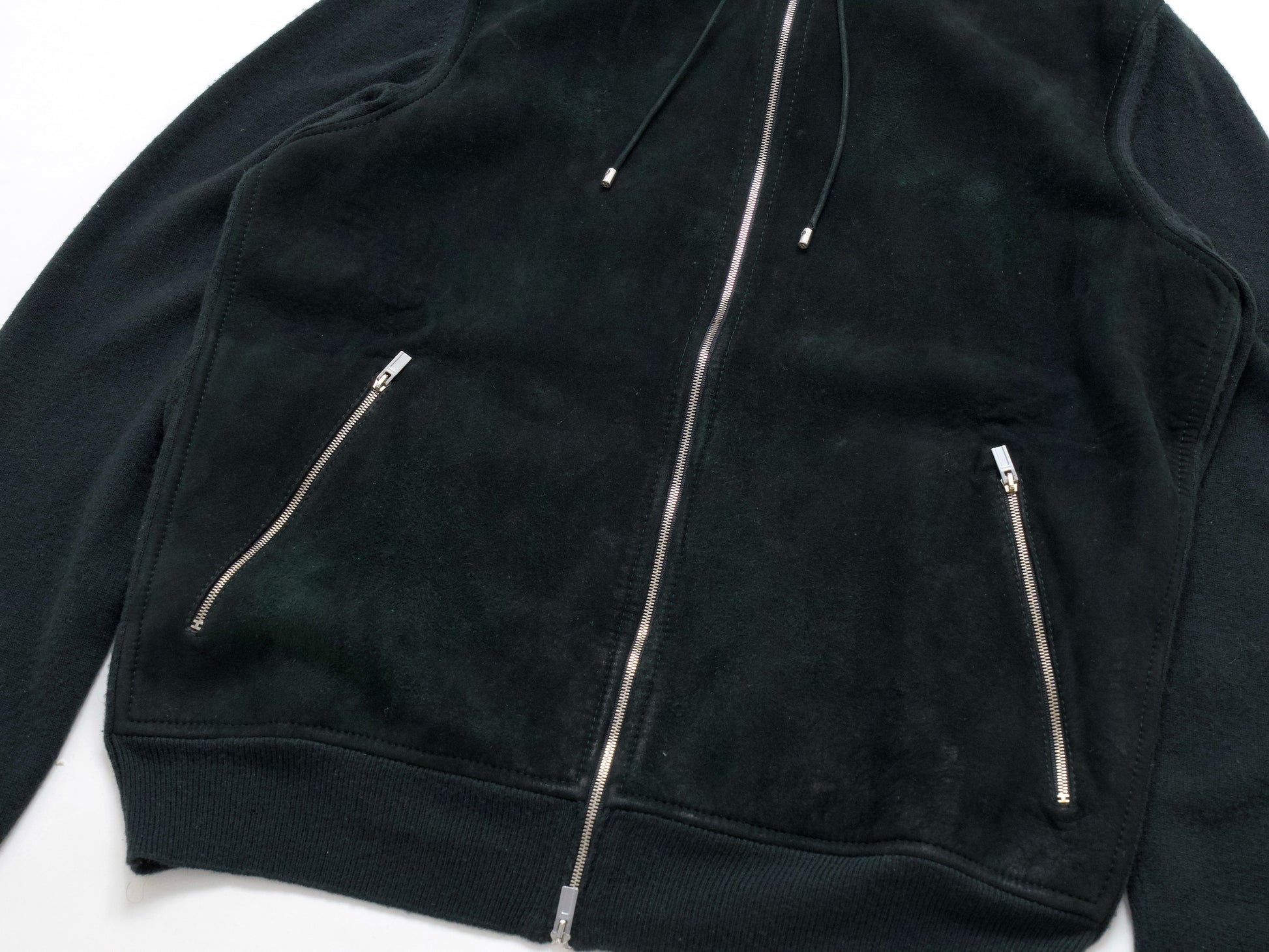 HERMES Men's Recent Suede Cashmere Zip Hoodie Dark Green M Jacket