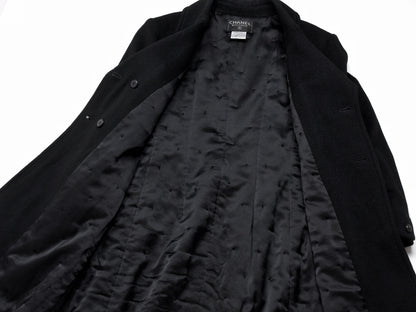 CHANEL Coco Mark 97A Wool Thin Quilted Lining A-Line Coat