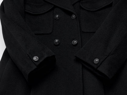 CHANEL Coco Mark 97A Wool Thin Quilted Lining A-Line Coat