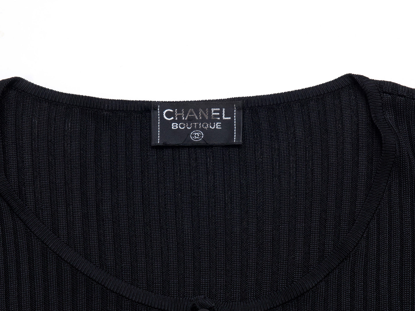 CHANEL Coco Mark 97P Viscose Rayon Knit Ensemble Cropped Cardigan