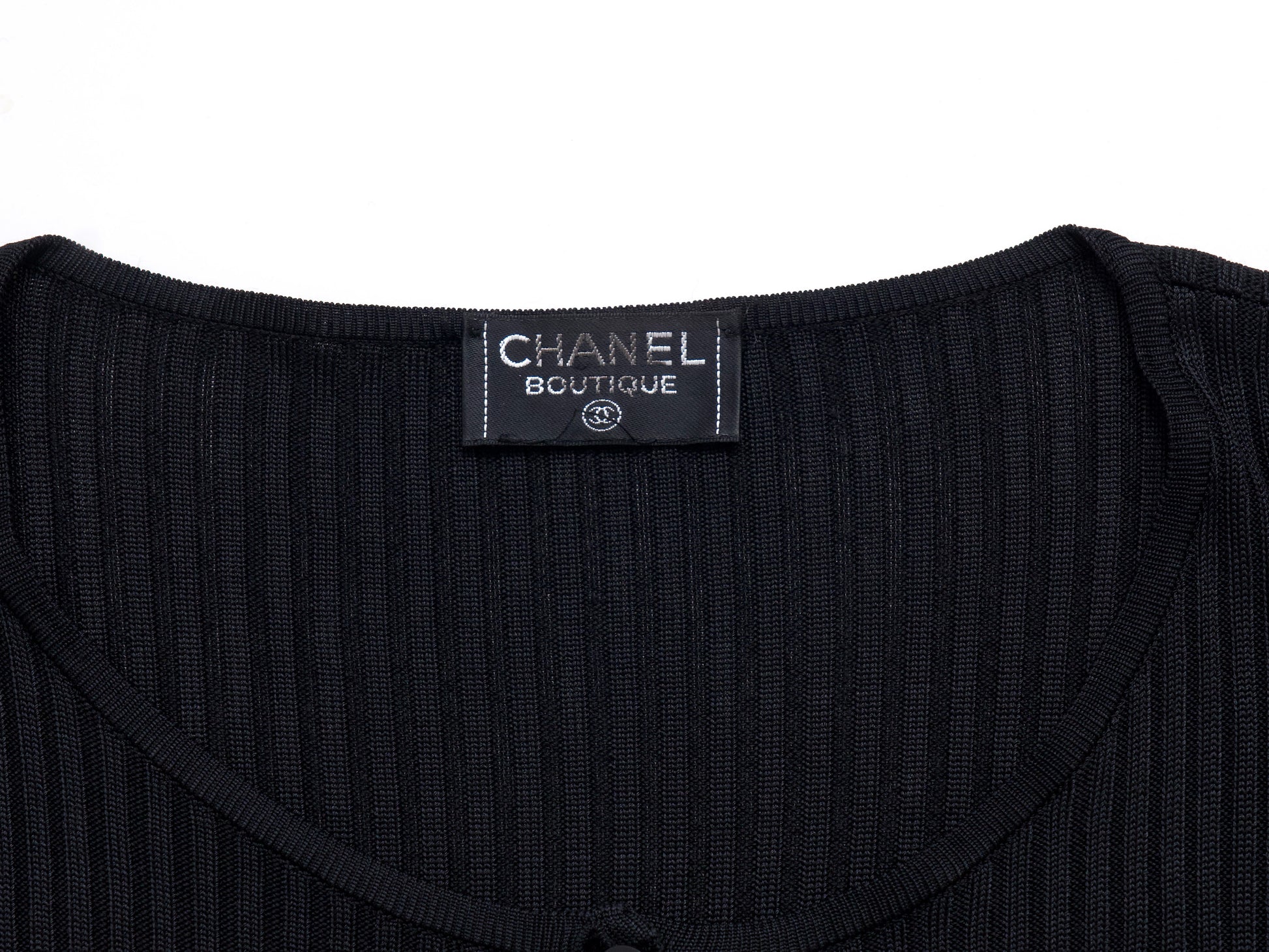 CHANEL Coco Mark 97P Viscose Rayon Knit Ensemble Cropped Cardigan