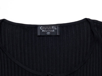 CHANEL Coco Mark 97P Viscose Rayon Knit Ensemble Cropped Cardigan