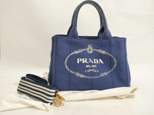 PRADA Canapa PM Stripe Handbag 1BG439 with Strap
