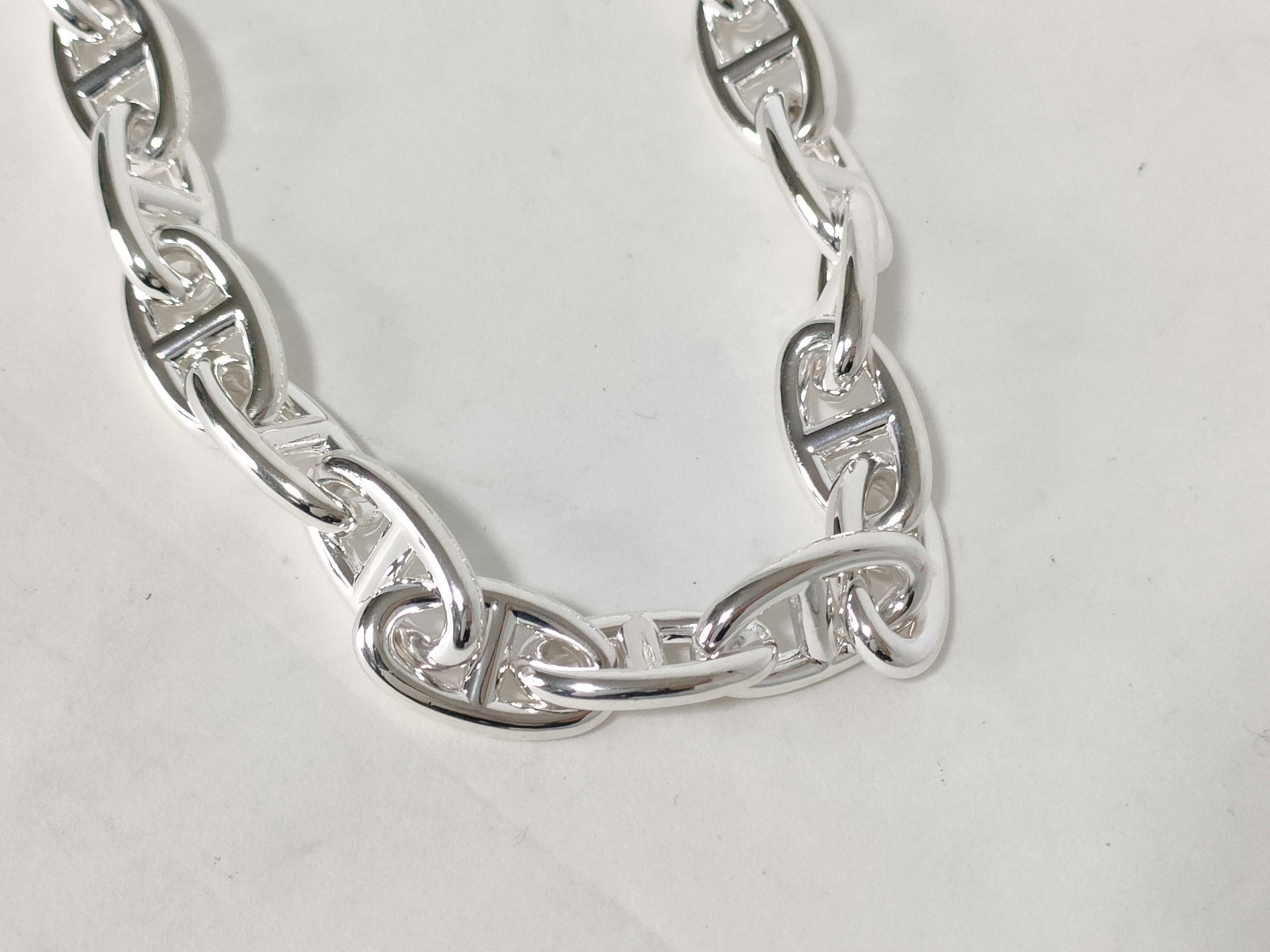 HERMES Chaine d'Ancre Necklace, GM29 Links, 23 Stamps, Ag925, 129.4g